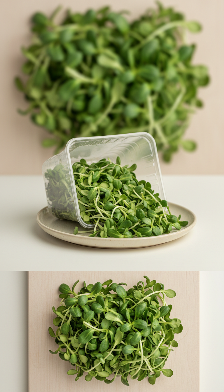 Sunflower microgreens in recyclable clamshell
