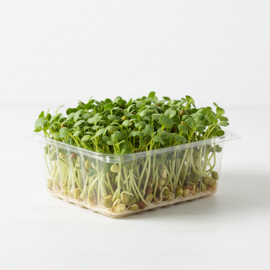 Fresh Mung Bean Microgreens in a 13oz clamshell